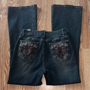 ROMWE Women's Flare & Wide Leg Jeans - Dark Blue